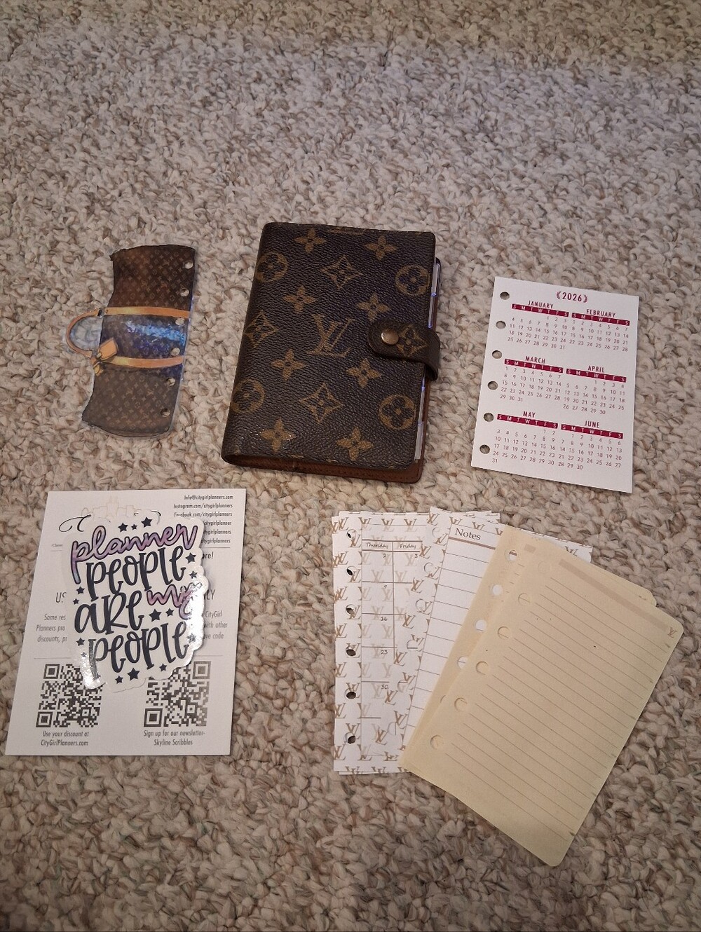 Louis Vuitton Monogram PM Pocket Planner Notebook w/ Accessories